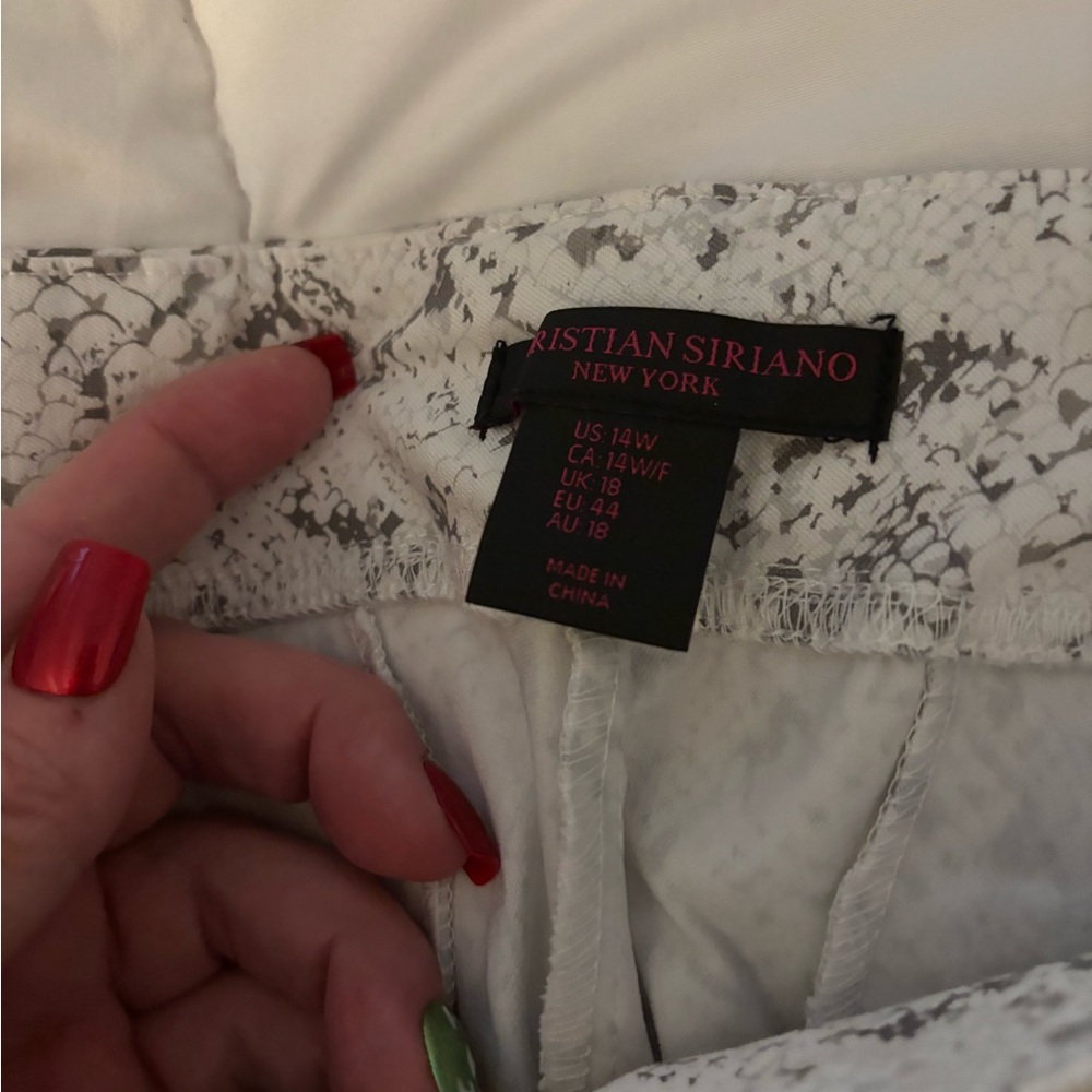 Kristian Siriano White grey print pants
